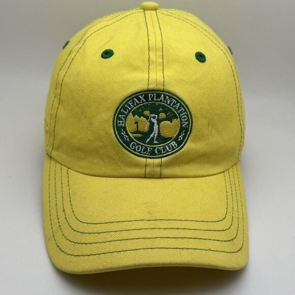 Halifax Plantation Golf Club Hat Cap Strap Back Yellow Green Embroidered Mens - Picture 1 of 6